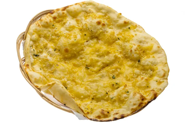 Naan with cheese and garlic — Stock Photo, Image