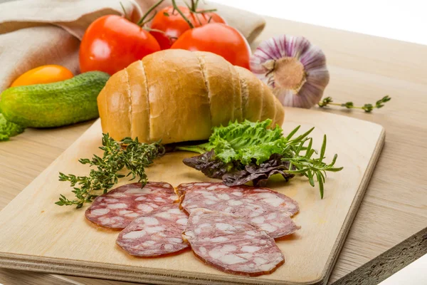 Salami korv — Stockfoto