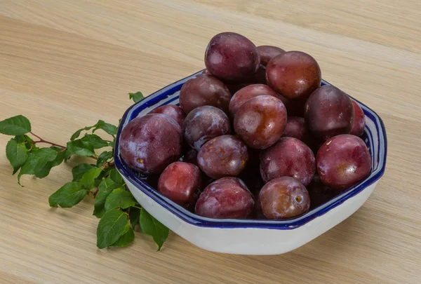 Pflaumen in der Schüssel — Stockfoto