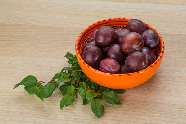 Ciruelas en el tazón — Foto de Stock