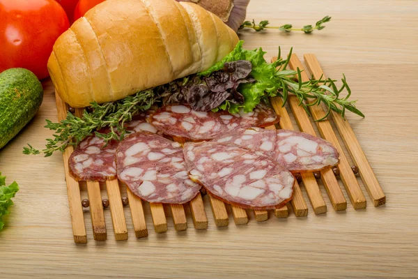 Salami korv — Stockfoto