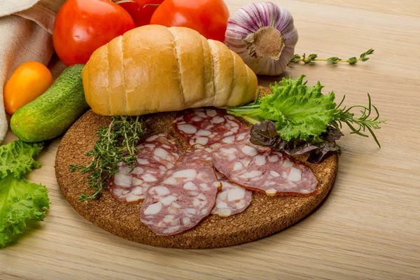 Wurst mit Salami — Stockfoto