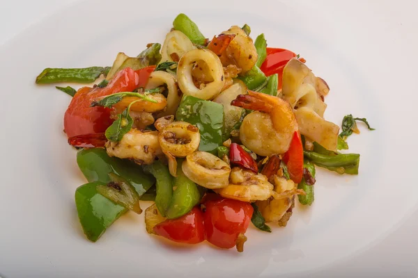 Frutti di mare con verdure — Foto Stock