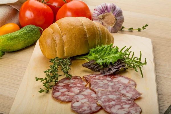 Salami korv — Stockfoto