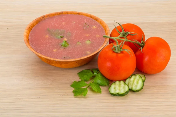 Z migdałami - zupa pomidorowa — Zdjęcie stockowe