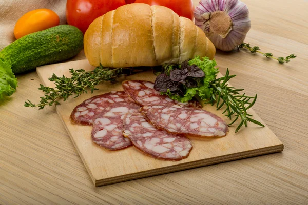 Salami korv — Stockfoto