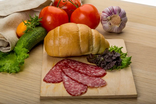 Salami korv — Stockfoto