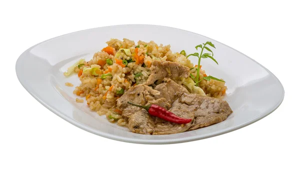 Fried rice with pork — Stock Photo, Image