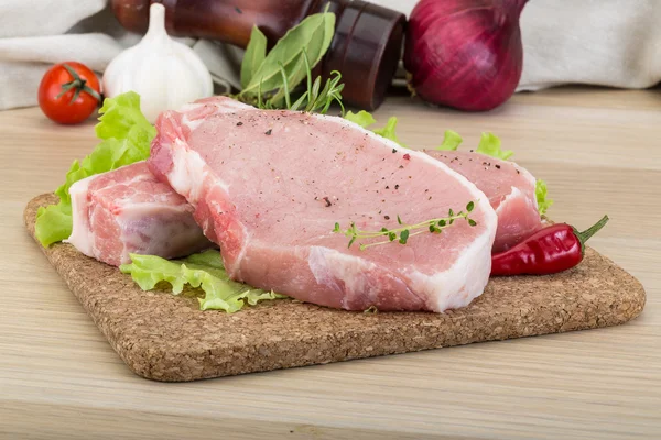 Raw pork steak