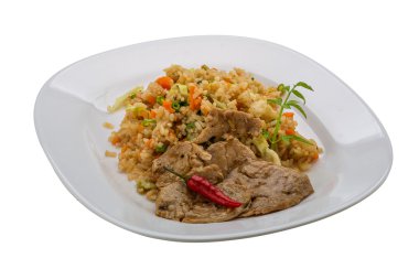 Kızarmış domuz eti pilav