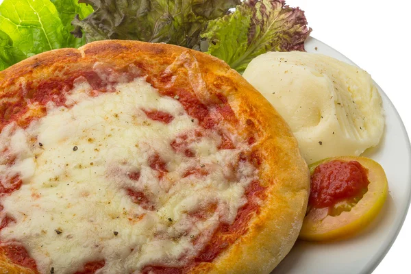 加西红柿和奶酪的披萨 — 图库照片