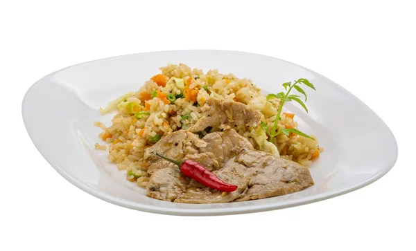 Fried rice with pork — Stock Photo, Image