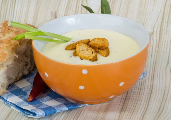 Sopa de queijo com croutons — Fotografia de Stock