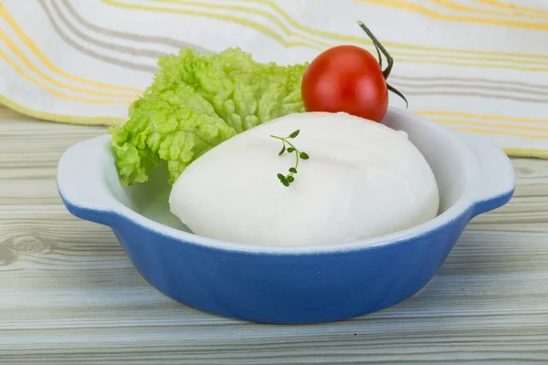 Mozzarella cheese in the bowl — Stock Photo, Image