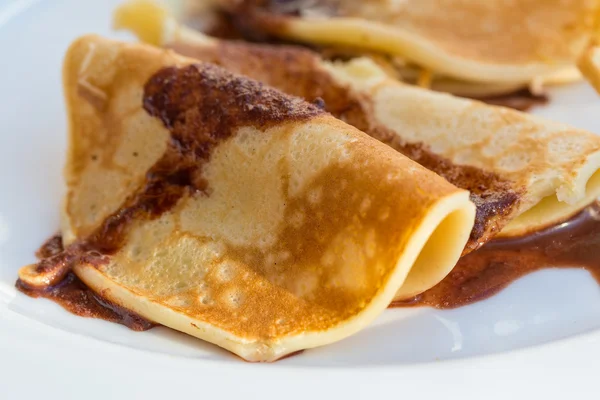 Pancakes with chocolate — Stock Photo, Image