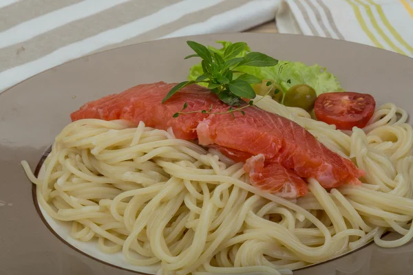 Pasta with salmon — Stock Photo, Image