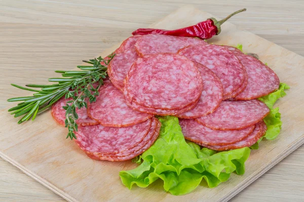 Geschnittene Salami — Stockfoto