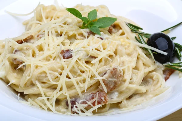 Carbonara tészta — Stock Fotó