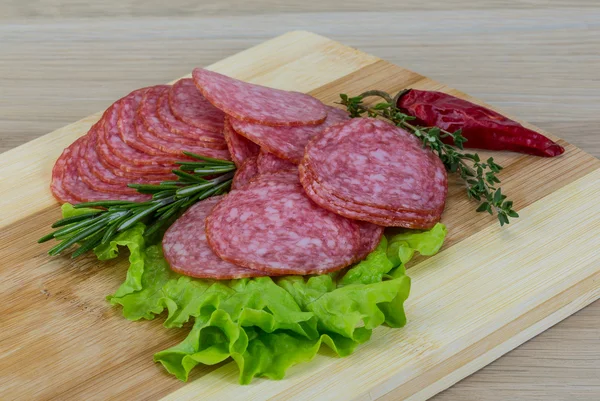 Skivad salami — Stockfoto