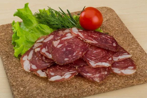 Gesneden salami — Stockfoto