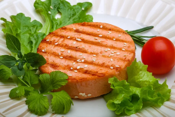 Salmon burger cutlet — Stock Photo, Image