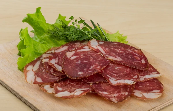 Skivad salami — Stockfoto