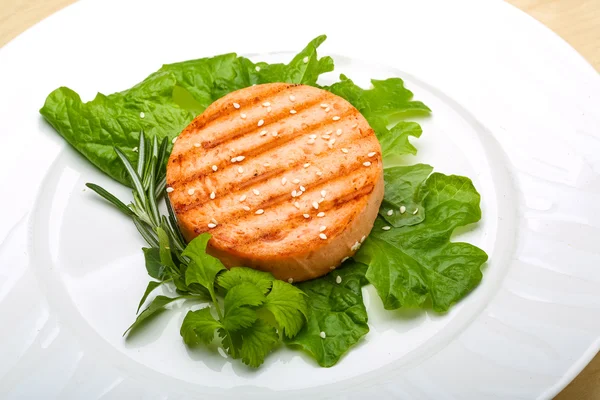 Salmon burger cutlet — Stock Photo, Image