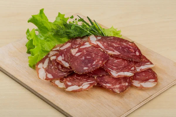 Skivad salami — Stockfoto