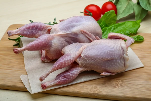 Raw quail ready for cooking — Stock Photo, Image