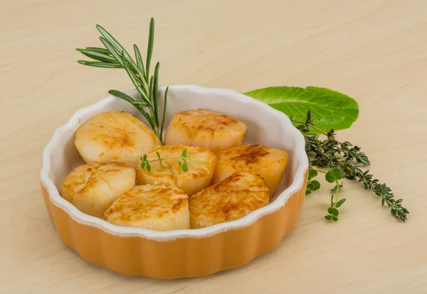 Grilled scallops in bowl — Stock Photo, Image