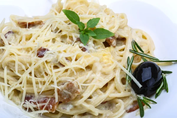 Carbonara tészta — Stock Fotó