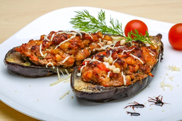 Eggplant stuffed minced meat — Stock Photo, Image