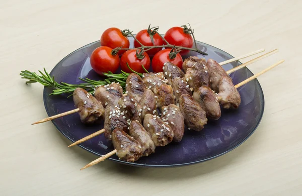 Barbacoa corazones de pollo a la parrilla —  Fotos de Stock