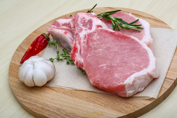 Raw pork steaks — Stock Photo, Image