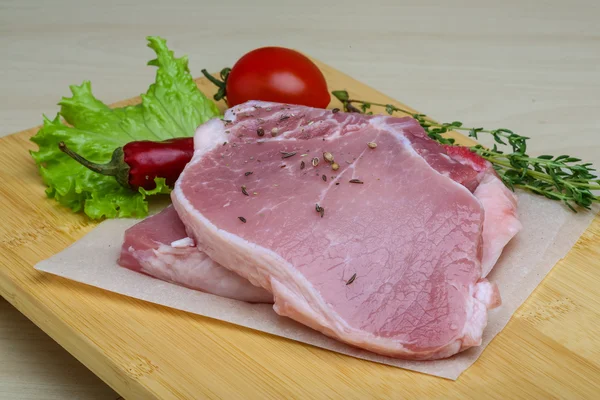 Raw pork steaks — Stock Photo, Image