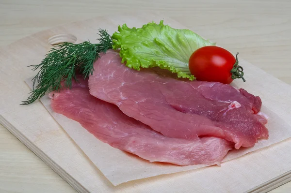 Raw pork schnitzels — Stock Photo, Image