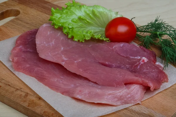 Rå svinekød Schnitzel - Stock-foto