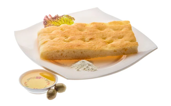 Olive bread and oil — Stock Photo, Image