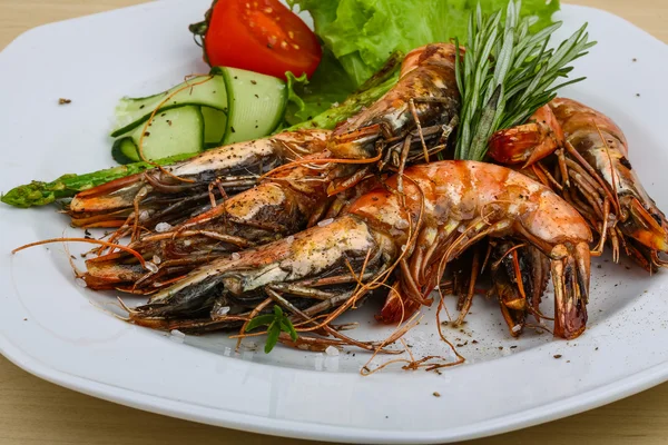 Grilled tiger prawns with rosemary — Stock Photo, Image