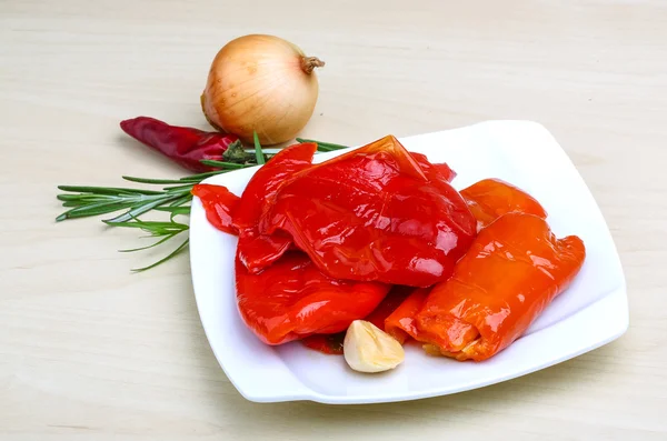 Marinated red pepper with garlic — Stock Photo, Image