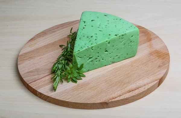 Green pesto cheese and basil — Stock Photo, Image