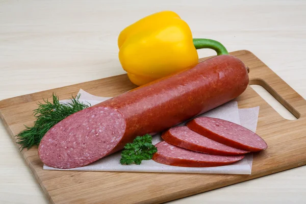 Sausage with herbs and pepper — Stock Photo, Image