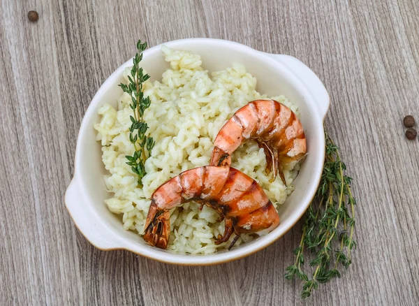 Risotto com camarão tigre — Fotografia de Stock