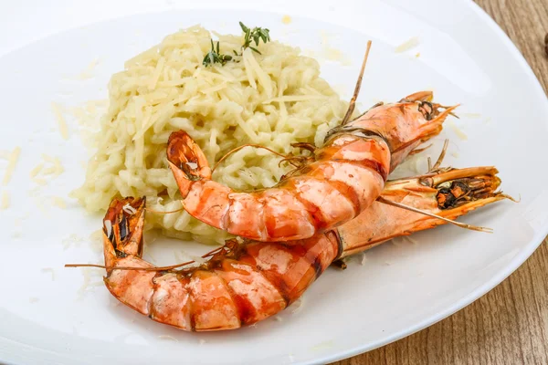 Risotto com camarão tigre — Fotografia de Stock