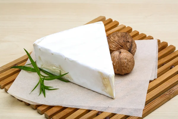 Queijo Brie com nozes de parede — Fotografia de Stock