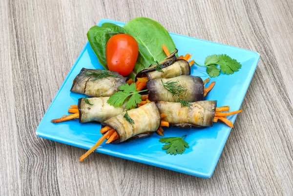 Eggplant rolls with carrot — Stock Photo, Image