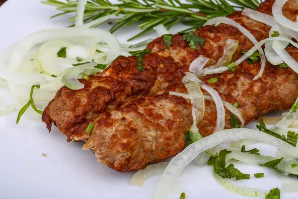 Kebab with onion rings — Stock Photo, Image