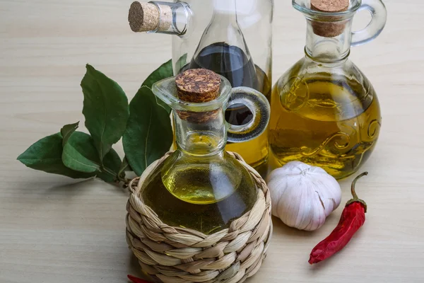 Olive oil in the bottles