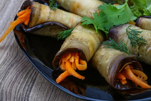 Eggplant rolls with carrot — Stock Photo, Image