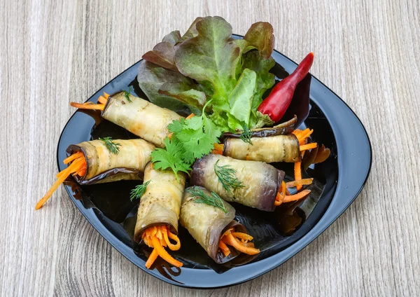 Eggplant rolls with carrot — Stock Photo, Image